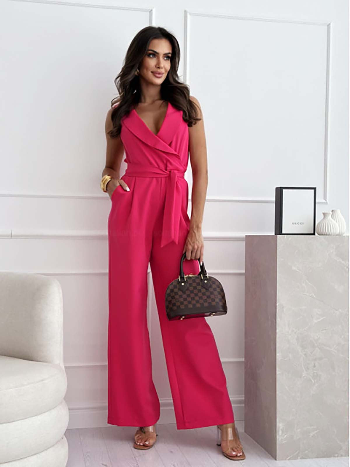 Natacha | Combinaison Elegante – Escote Cruzado Y Cintura Subrayada