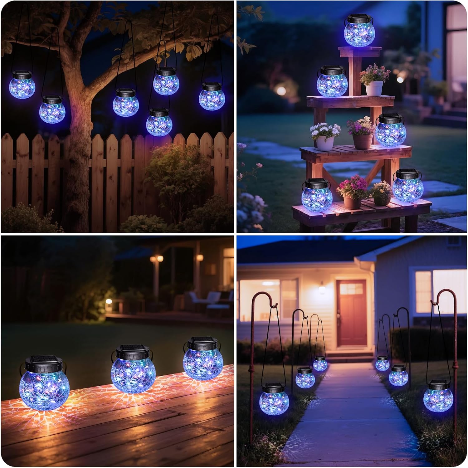 Hängende Solarleuchte — Eleganz aus crackled Glas