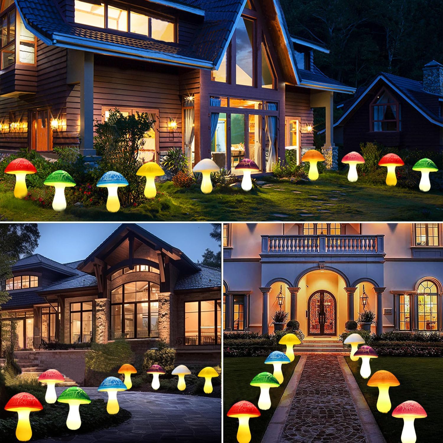 Kit di luci solari da giardino — funghi luminosi decorativi