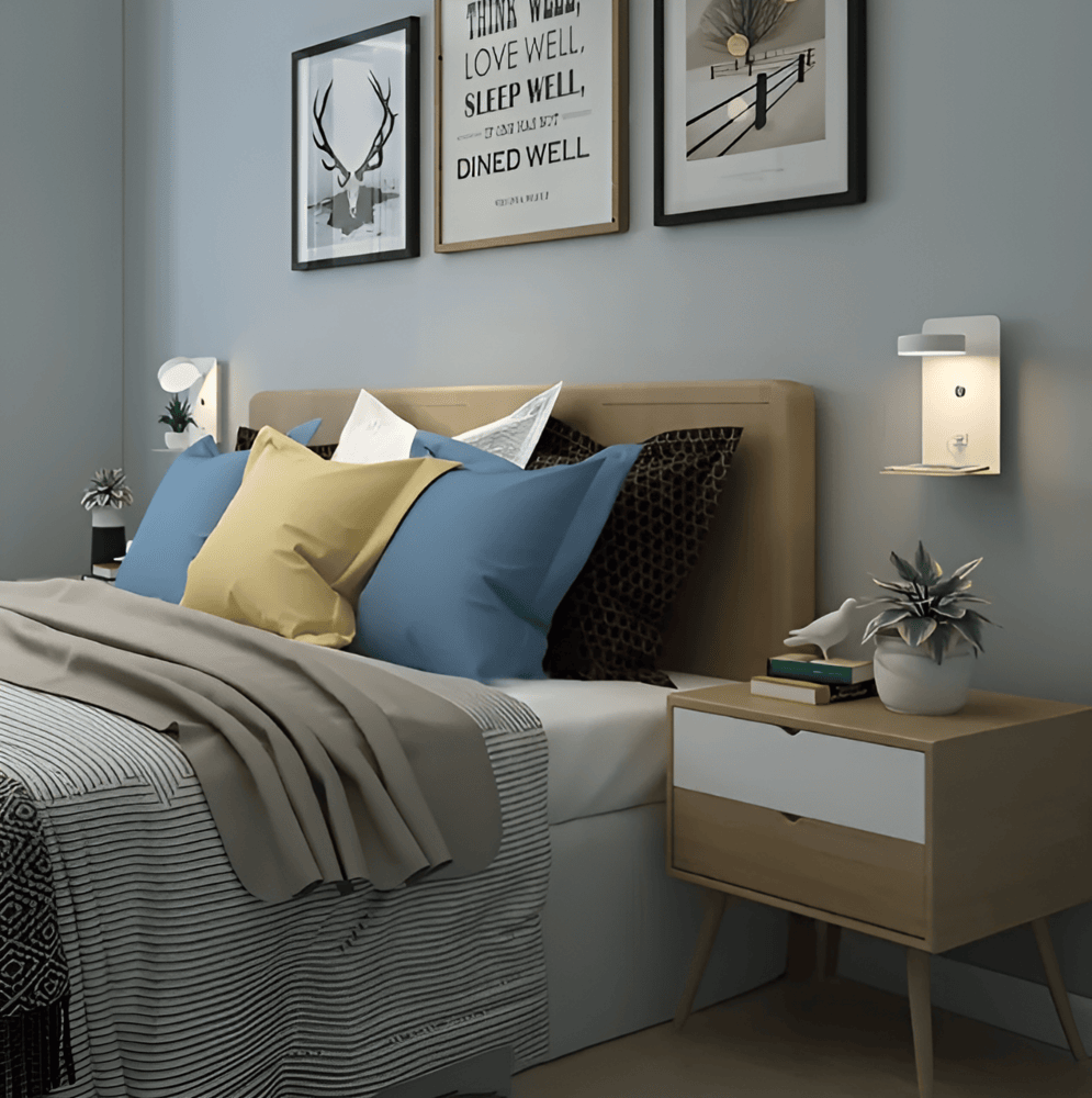 Led-væglampe med hylde og USB-port - moderne design og 2-i-1-funktion