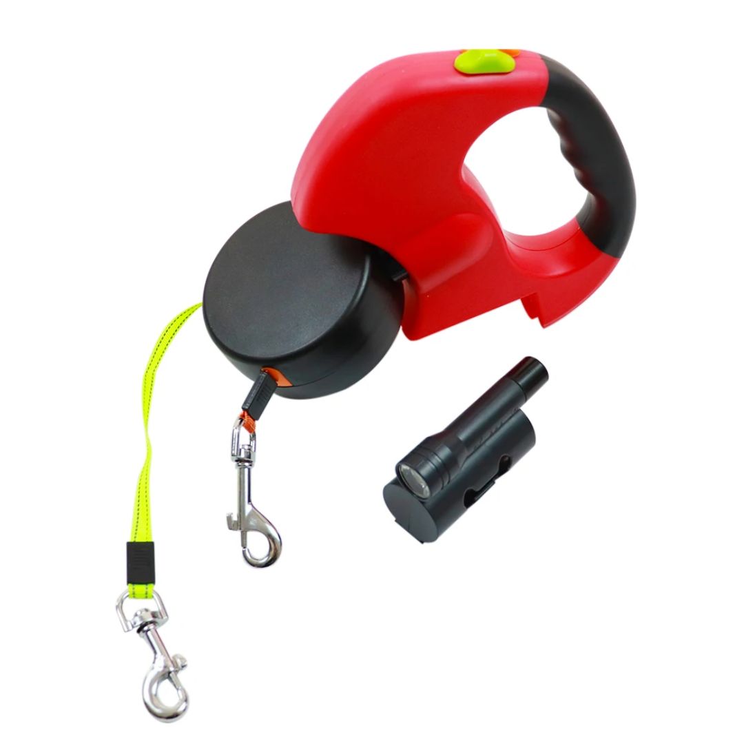 Låt Dubbel Återvinningsbar För Hundar – Med LED-lampa Och Påse Dispenser