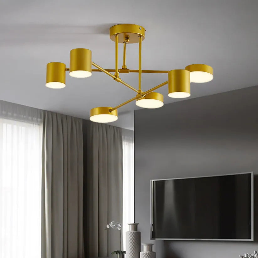 Luminária Moderna com 6 Cabeças LED Orientáveis – Iluminação Versátil e Design Elegante