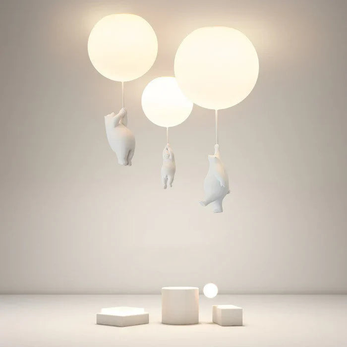 Luminária Infantil — Ursinhos Suspensos a Balões Luminosos