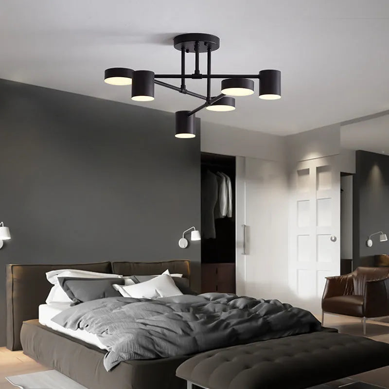 Luminária Moderna com 6 Cabeças LED Orientáveis – Iluminação Versátil e Design Elegante
