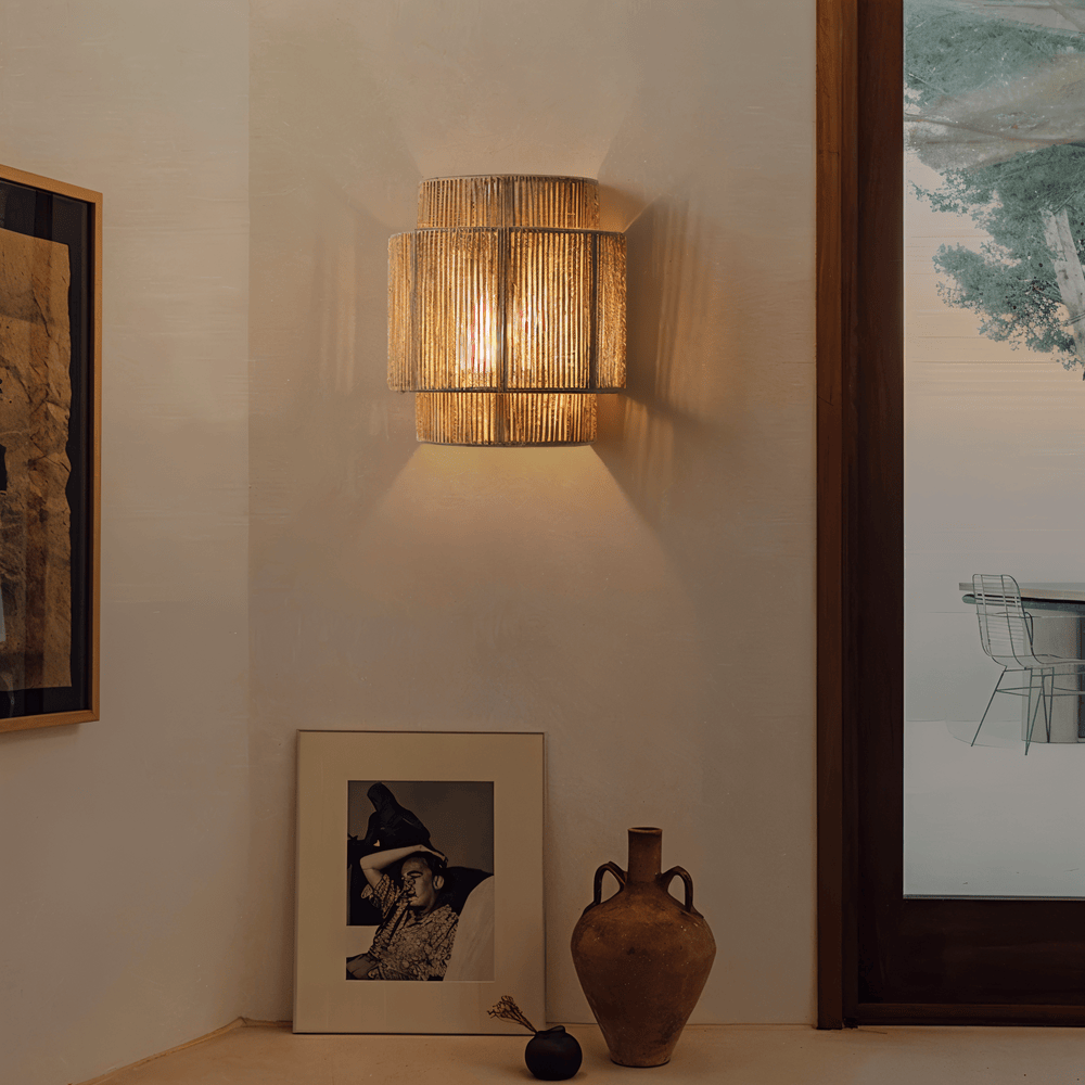 Rattan fali lámpa kender kötél árnyékoló - természetes fény & autentikus Charm