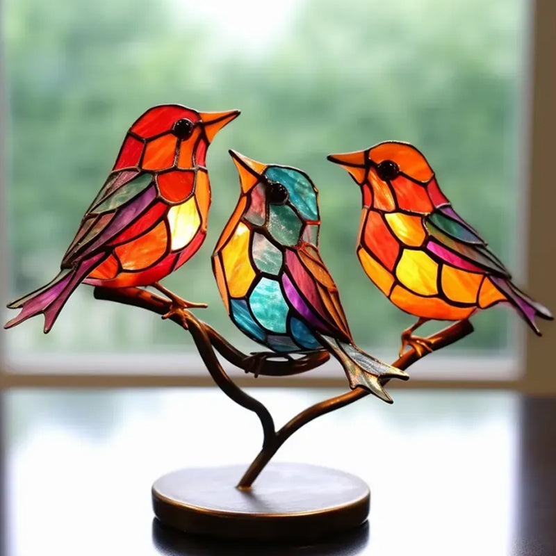 Dekorativní ornament – Ptáci sedící na větvi 