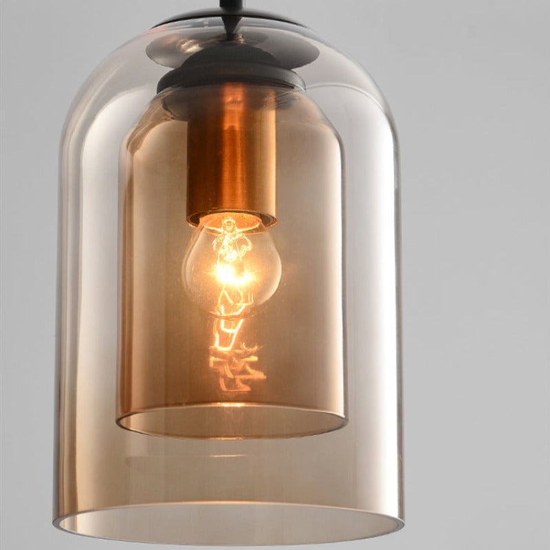 Lampe Suspendue Vintage En Verre – Double Finition Métallisée