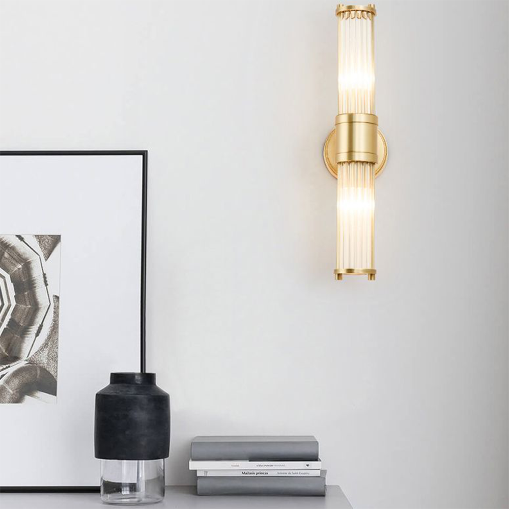 Luminaire Mural Cylindrique Moderne - Style Moderne Doré En Métal Et Verre