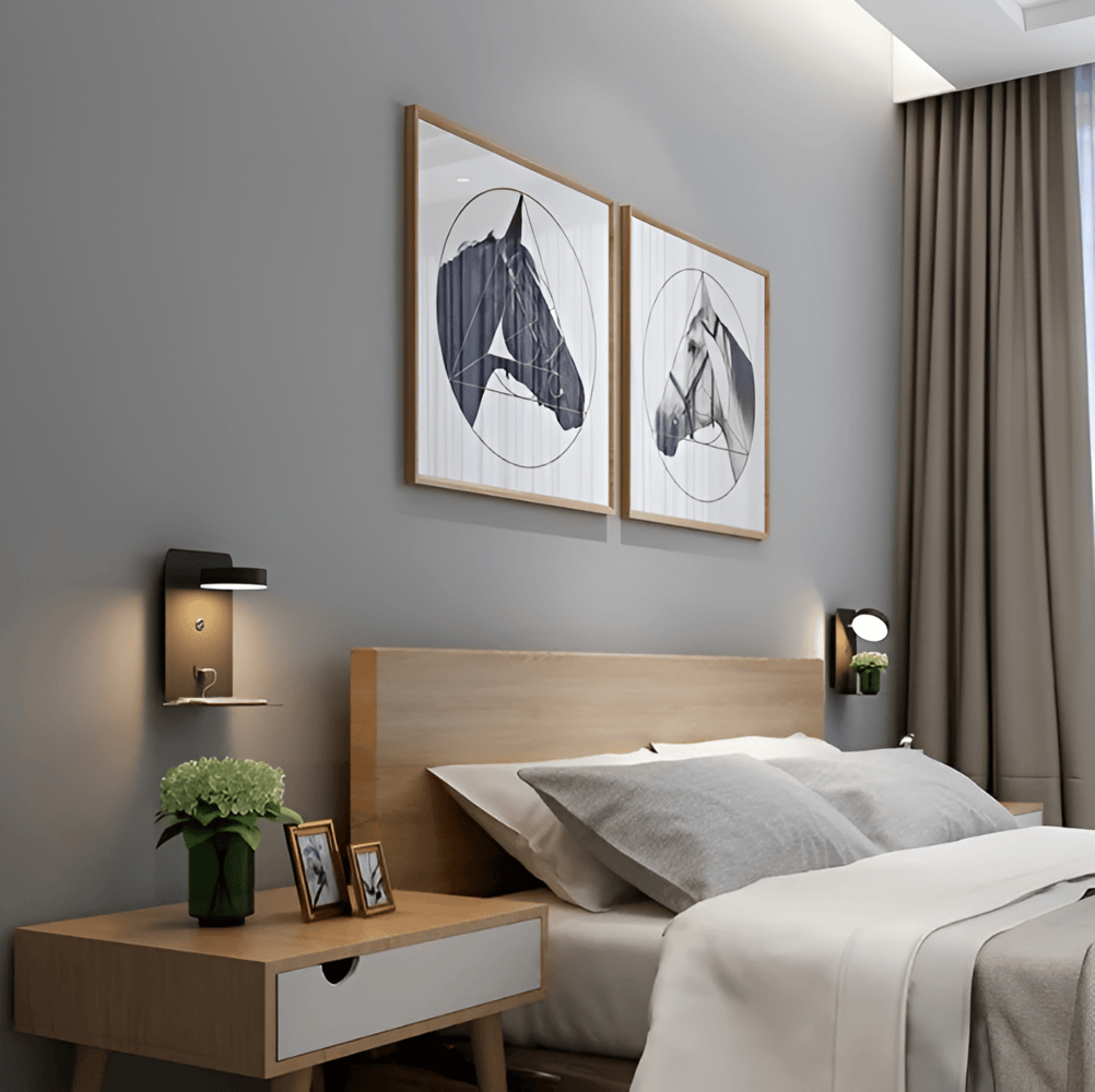 棚とUSBポート付きLEDウォールランプ - モダンなデザインと2-in-1機能